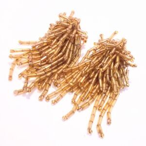 Gold Seed Bead Cluster Statement Clip Earrings